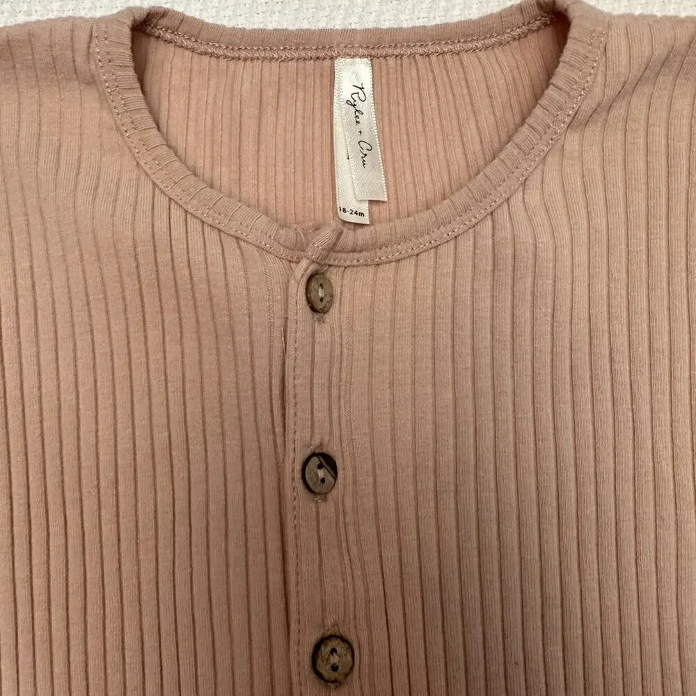 Rylee + Cru Dusty Rose Ribbed Romper
